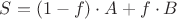 $S=(1-f)\cdot A+f\cdot B$