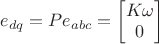 $e_{dq} = P e_{abc} =  \begin{bmatrix}
K \omega  \\
0
\end{bmatrix}$