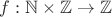 $f:\mathbb{N}\times\mathbb{Z}\to\mathbb{Z}$