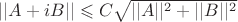 $||A+iB|| \leqslant C \sqrt{||A||^2+||B||^2}$