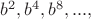 $b^2,b^4,b^8,...,$