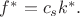 $f^*=c_s k^*.$