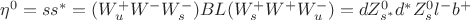 $\eta^0 = ss^* = (W_u^+W^-W^-_s)BL(W^+_sW^+W^-_u) = dZ^0_{s^*}d^*Z^0_sl^-b^+$