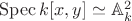 $\operatorname{Spec}k[x,y]\simeq\mathbb{A}^2_k$