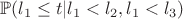 $\mathbb{P}(l_1\leq t | l_1 < l_2, l_1 < l_3)$