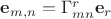 $\mathbf e_{m,n}=\Gamma^r_{mn}\mathbf e_r$