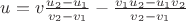 $u=v\frac{u_2-u_1}{v_2-v_1}-\frac{v_1{u_2}-u_1{v_2}}{v_2-v_1}$ $u=v\frac{u_2-u_1}{v_2-v_1}-\frac{v_1{u_2}-u_1{v_2}}{v_2-v_1}$