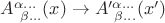 $A^{\alpha ...}_{\ \beta ...}(x) \to A'^{\alpha ...}_{\ \beta ...}(x')$