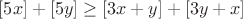 $\left[5x\right]+\left[5y\right]\geq \left[3x+y\right]+\left[3y+x\right]$
