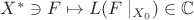 $X^\ast\ni F\mapsto L(F\mid_{X_0})\in\mathbb C$