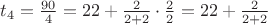 $t_4=\frac{90}{4}=22+{\frac{2}{2+2}}\cdot\frac2 2=22+\frac{2}{2+2}$
