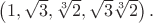 $\left(1,\sqrt{3}, \sqrt[3]{2}, \sqrt{3}\sqrt[3]{2}\right).$
