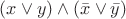 $(x \vee y) \wedge (\bar x \vee \bar y)$ $(x \vee y) \wedge (\bar x \vee \bar y)$