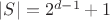 $|S|=2^{d-1}+1$