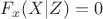 $F_x(X|Z)=0$