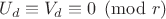 $U_d \equiv V_d \equiv 0 \pmod{r}$