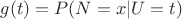 $g(t)=P(N=x|U=t)$
