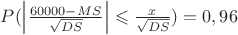 $P( \left\lvert \frac{60000-MS}{\sqrt{DS}} \right\rvert \leqslant \frac{x}{\sqrt{DS}})=0,96$