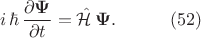 $$\begin{xalignat*}{2}&i\,\hbar\,\frac{\partial\mathbf\Psi}{\partial t}=\hat{\mathcal H}\,\mathbf\Psi.&&\qquad\eqno{(52)}\end{xalignat*}$$