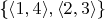 \{$\langle 1,4 \rangle,\langle 2,3 \rangle\}