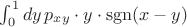 $\int_0^1 dy\, p_{xy} \cdot y \cdot \operatorname{sgn}(x - y)$