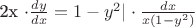 2x \cdot \frac{dy}{dx} = 1 - y^2 | \cdot \frac{dx}{x(1 - y^2)}