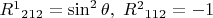 ${R^1}_{212}  = \sin ^2 \theta , \; {R^2}_{112}  =  - 1$