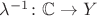 $\lambda^{-1} \colon \mathbb{C} \to Y$