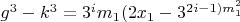 $g^3-k^3=3^im_1(2x_1-3^{2i-1)m_1^2$