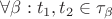 $\forall \beta: t_1, t_2 \in \tau_\beta$