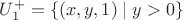 $U_1^+=\{(x,y,1)\mid y>0\}$