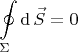 $$
\oint\limits_\Sigma \mathop\mathrm{d{}}\vec{S}
=
0
$$