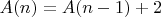 $A(n)=A(n-1)+2$