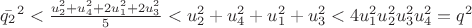 $\bar{q_2}^2 < \frac{u_{2}^2+u_{4}^2+2u_{1}^2+2u_{3}^2}{5} < u_{2}^2+u_{4}^2+u_{1}^2+u_{3}^2 < 4u_{1}^2u_{2}^2u_{3}^2u_{4}^2 =q^2$