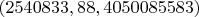 $(2540833,88,4050085583)$