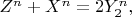 $Z^n+X^n=2Y_2^n,$