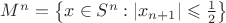 $M^n=\left\{x\in S^n:|x_{n+1}|\leqslant\frac{1}{2}\right\}$