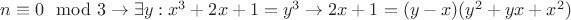 $n\equiv 0 \mod 3\to\exists y: x^3+2x+1=y^3\to2x+1=(y-x)(y^2+yx+x^2)$