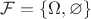 $\mathcal F=\{\Omega, \varnothing \}$