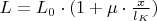 $L=L_0\cdot(1+\mu\cdot\frac{x}{l_K})$