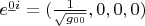 $e^{\underline{0} i}=(\frac{1}{\sqrt{g_{00}}},0,0,0)$