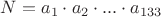$N=a_1\cdot a_2\cdot ...\cdot a_{133}$