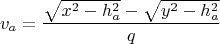 $$v_a = \frac{\sqrt{x^2-h_a^2}-\sqrt{y^2-h_a^2}}q$$