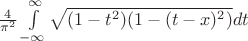 $\frac{4}{\pi^2}\int\limits_{-\infty}^{\infty} \sqrt{(1-t^2)(1-(t-x)^2)}dt$