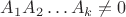 $A_{1}A_{2}\ldots A_{k}\ne 0$