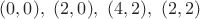 $(0,0),\ (2,0),\ (4,2),\ (2,2)$