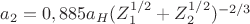 $a_{2}=0,885a_{H}(Z_{1}^{1/2}+Z_{2}^{1/2})^{-2/3}$