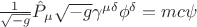 $\frac{1}{\sqrt{-g}}\hat P_{\mu}\sqrt{-g}\gamma^{\mu \delta}\phi^{\delta}=mc\psi$