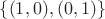 $\{(1, 0), (0, 1) \}$