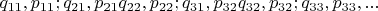$q_{11},p_{11};q_{21},p_{21}q_{22},p_{22};q_{31},p_{32}q_{32},p_{32};q_{33},p_{33},...$